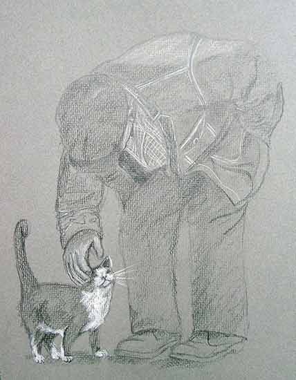 alter Mann mit Katze